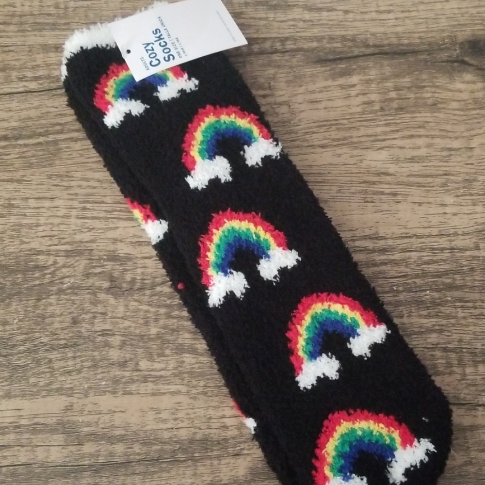 NWT Old Navy Rainbow and Black Cozy socks
